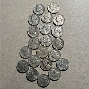 Lot of 22 U.S. Jefferson Nickels - Silver Tone